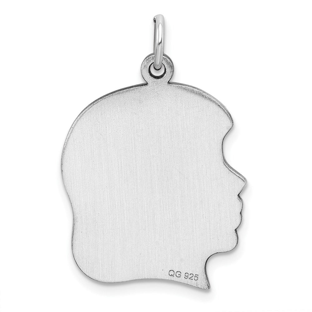 Sterlingsilber Rhod-plate Eng. Mädchen Poliert Vorderseite/satin Rückseite Plättchen Charm