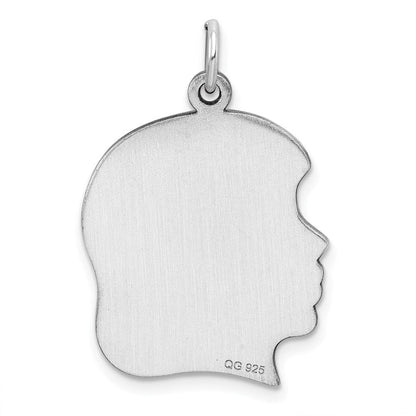 Sterlingsilber Rhod-plate Eng. Mädchen Poliert Vorderseite/satin Rückseite Plättchen Charm