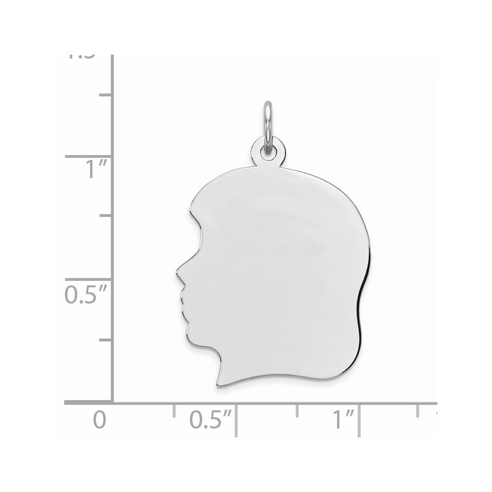 Sterlingsilber Rhod-plate Eng. Mädchen Poliert Vorderseite/satin Rückseite Plättchen Charm