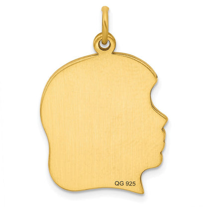 Ss/vergoldet Sterlingsilber Gp Gravierbar Mädchen Poliert Plättchen Charm