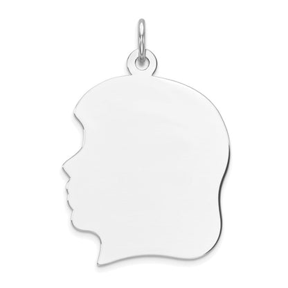 Sterlingsilber Rhod-plate Eng. Mädchen Poliert Vorderseite/satin Rückseite Plättchen Charm