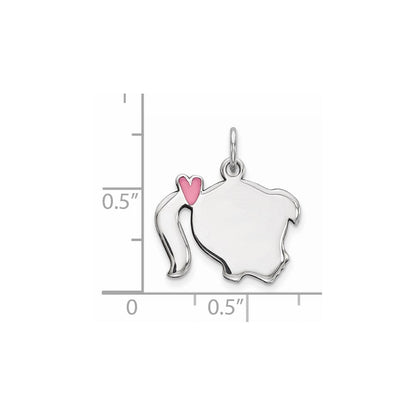 Sterlingsilber Rhod-plate Rosa Emaille Right Zugewandt Mädchen Kopf Plättchen Charm
