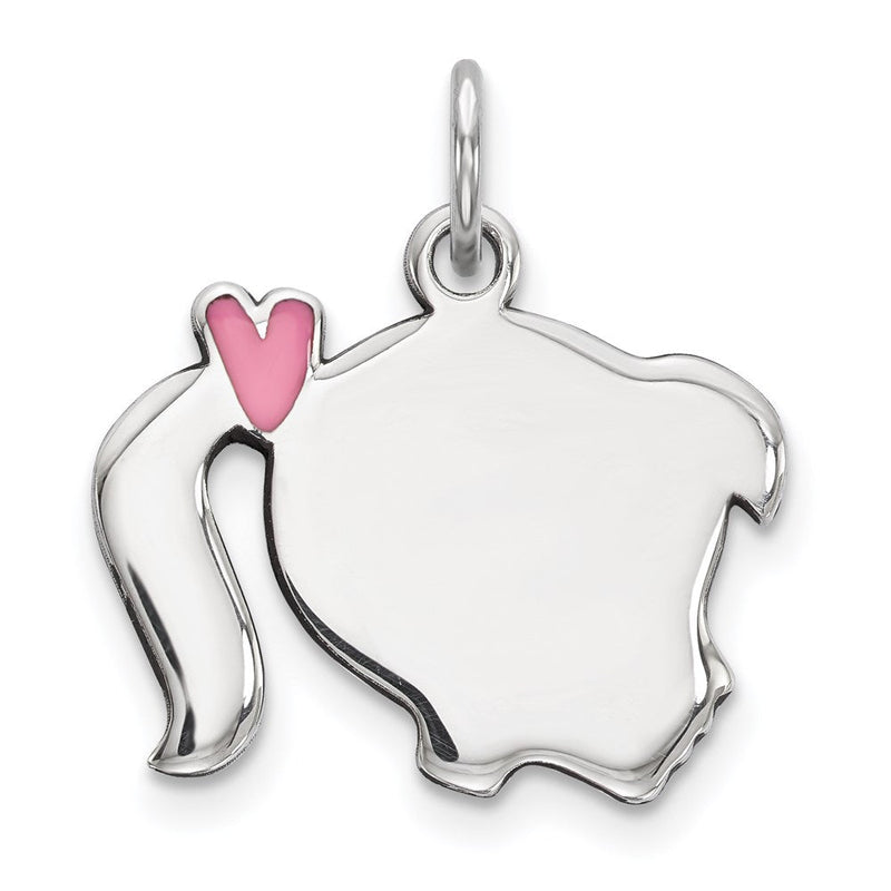 Sterlingsilber Rhod-plate Rosa Emaille Right Zugewandt Mädchen Kopf Plättchen Charm