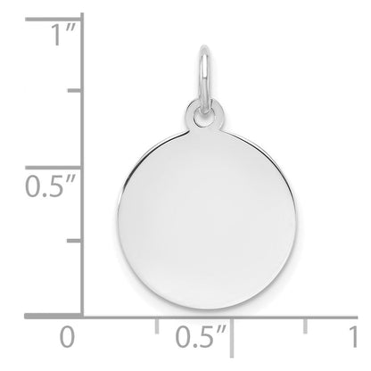 Sterlingsilber Rhodiniert-plt Gravierbar Rund Poliert Vorderseite/back Plättchen Charm