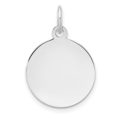Sterlingsilber Rhodiniert-plt Gravierbar Rund Poliert Vorderseite/back Plättchen Charm