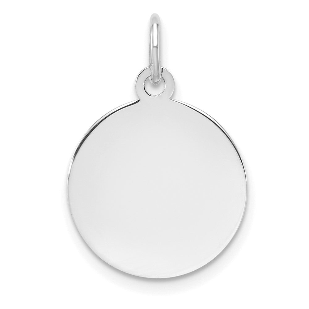 Sterlingsilber Rhodiniert-plt Gravierbar Rund Poliert Vorderseite/back Plättchen Charm