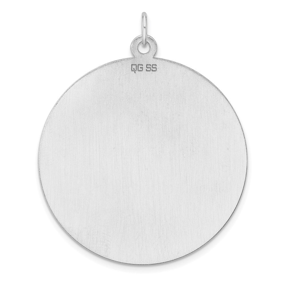 Sterlingsilber Rhodiniert Eng. Rund Poliert Vorderseite/satin Rückseite Plättchen Charm