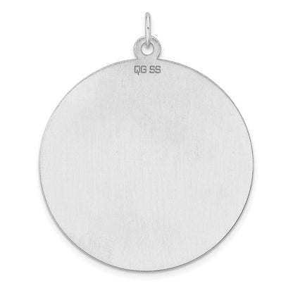 Sterlingsilber Rhodiniert Eng. Rund Poliert Vorderseite/satin Rückseite Plättchen Charm