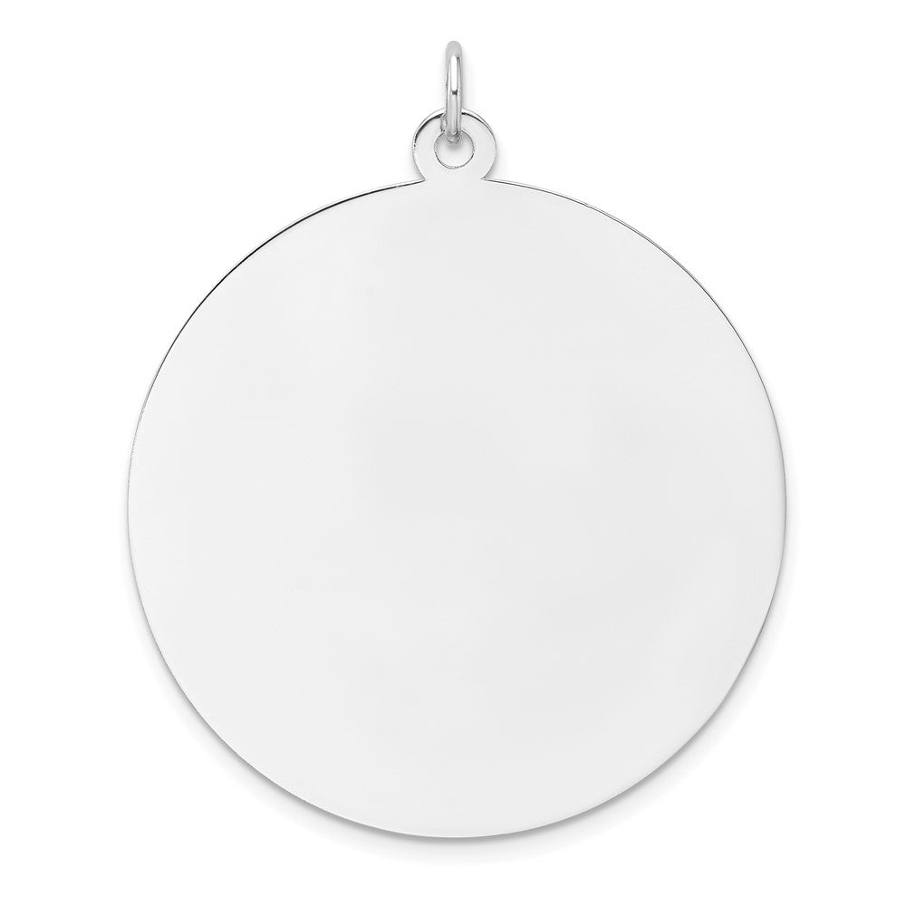 Sterlingsilber Rhodiniert Eng. Rund Poliert Vorderseite/satin Rückseite Plättchen Charm