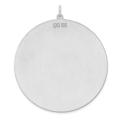Sterlingsilber Rhodiniert Eng. Rund Poliert Vorderseite/satin Rückseite Plättchen Charm