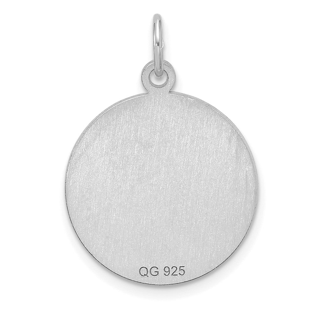 Sterlingsilber Rhodiniert Eng. Rund Poliert Vorderseite/satin Rückseite Plättchen Charm