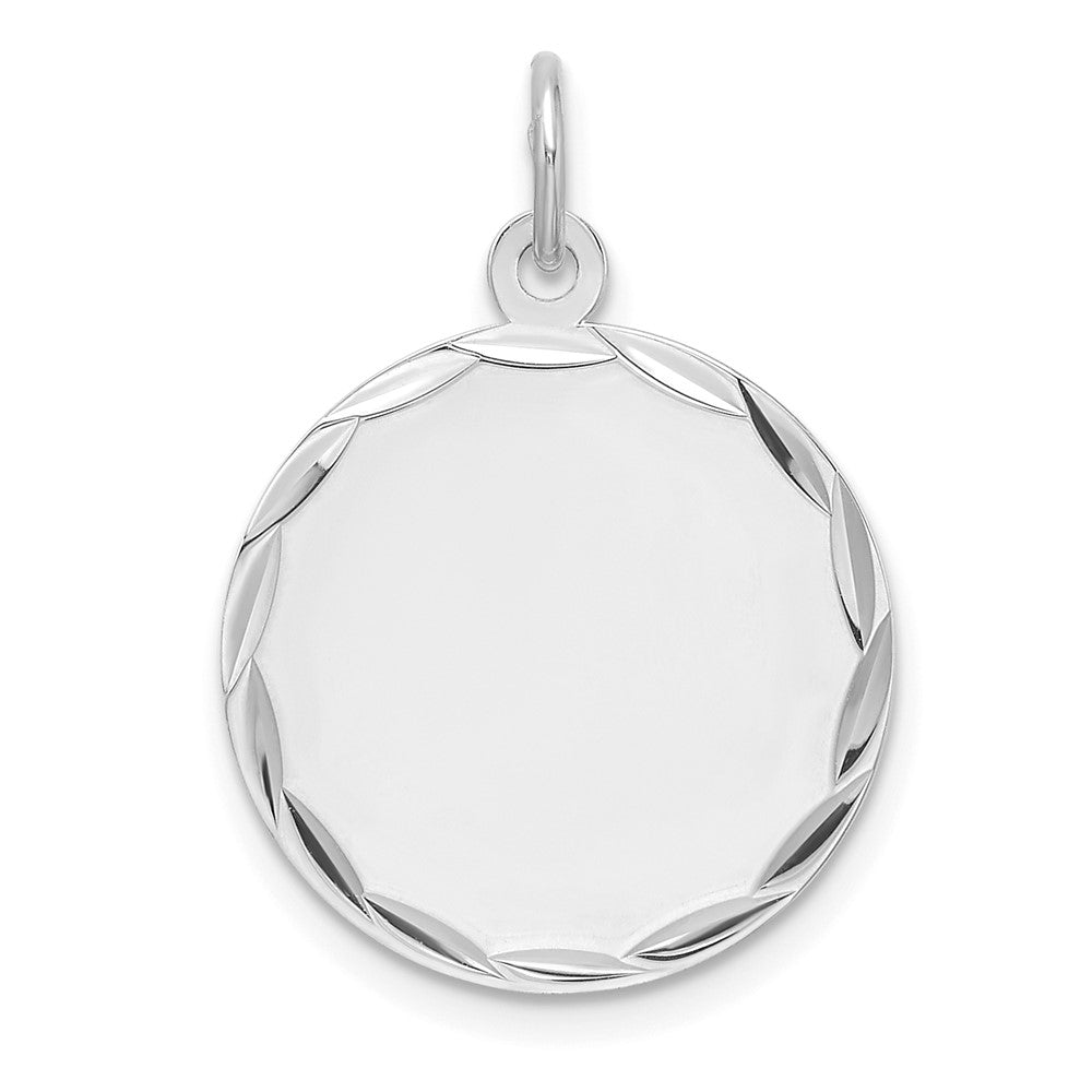 Sterlingsilber Rhodiniert Eng. Rund Poliert Vorderseite/satin Rückseite Plättchen Charm