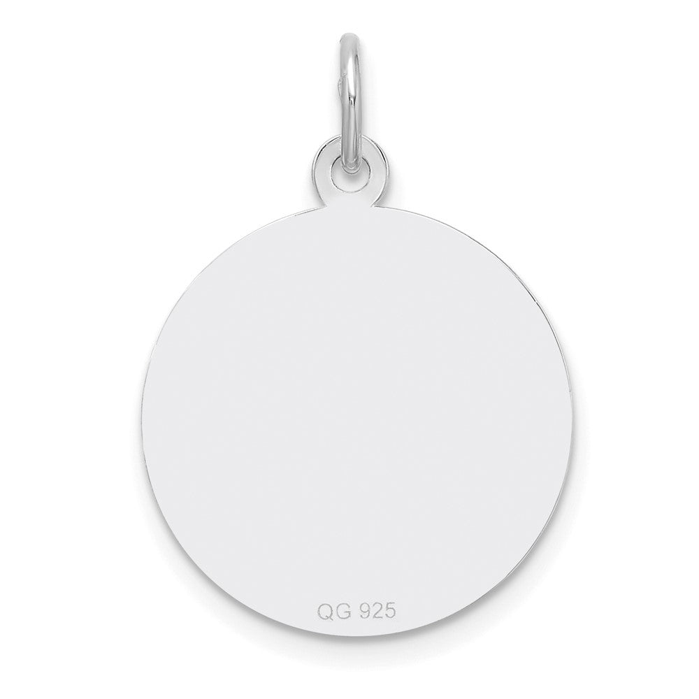 Sterlingsilber Rhodiniert Eng. Rund Poliert Vorderseite/back Plättchen Charm