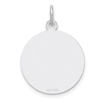 Sterlingsilber Rhodiniert Eng. Rund Poliert Vorderseite/back Plättchen Charm
