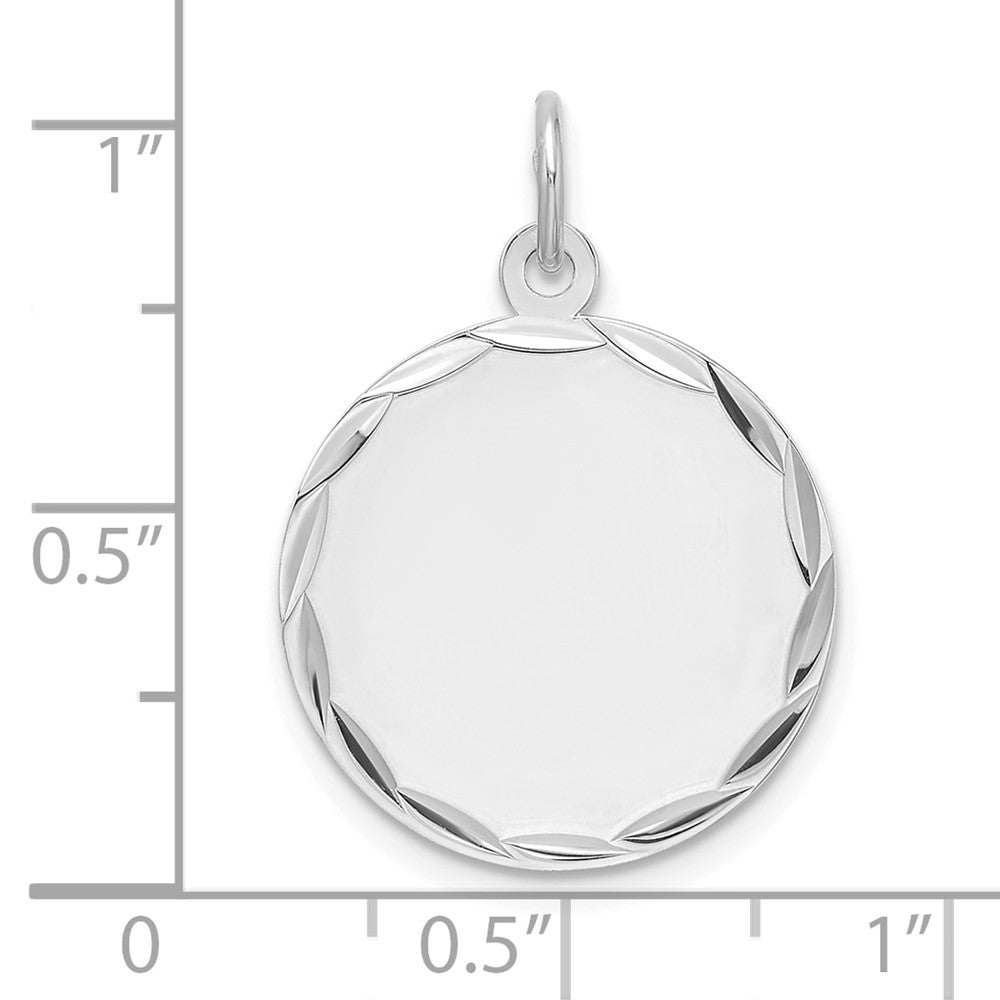 Sterlingsilber Rhodiniert Eng. Rund Poliert Vorderseite/back Plättchen Charm