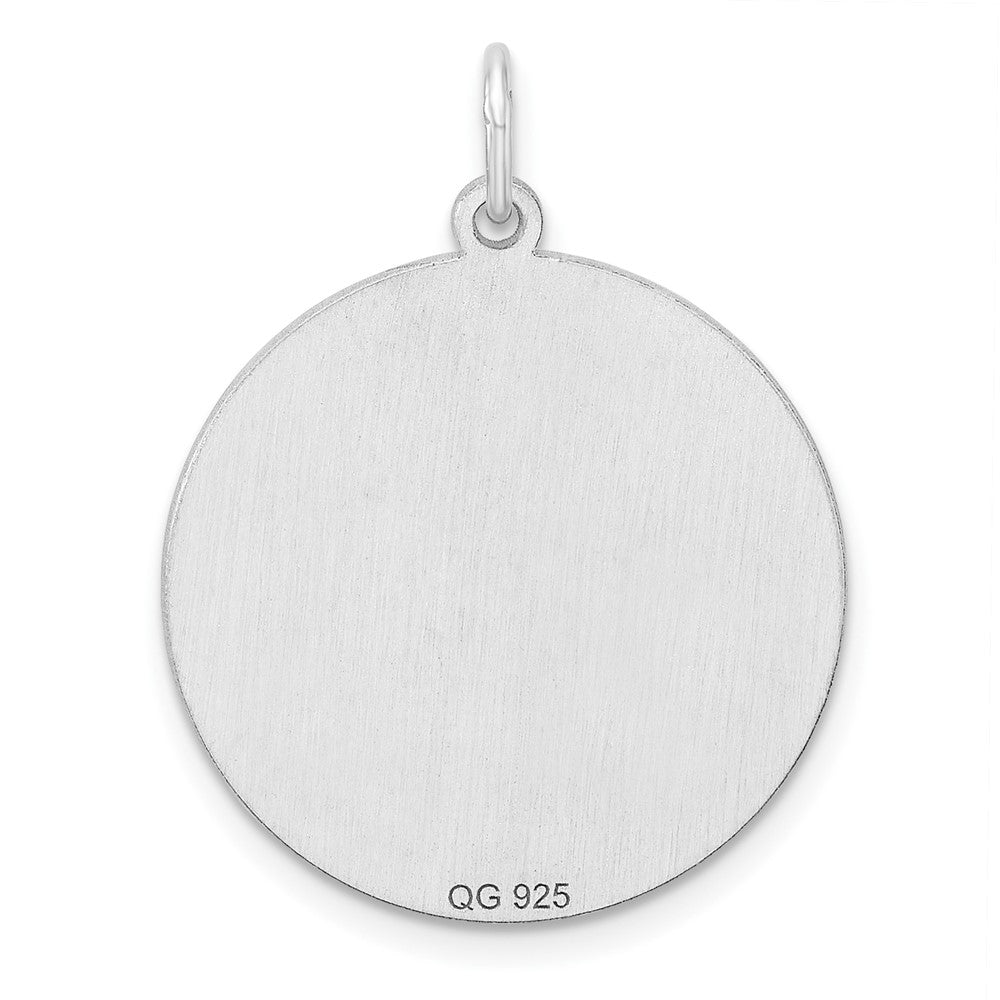 Sterlingsilber Rhodiniert Eng. Rund Poliert Vorderseite/satin Rückseite Plättchen Charm