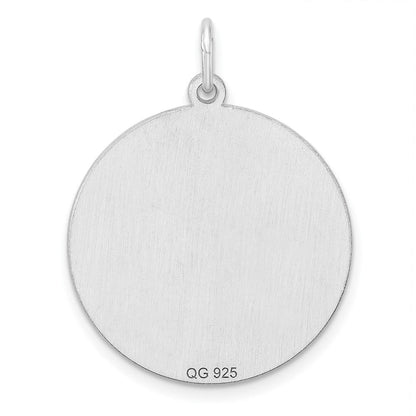 Sterlingsilber Rhodiniert Eng. Rund Poliert Vorderseite/satin Rückseite Plättchen Charm