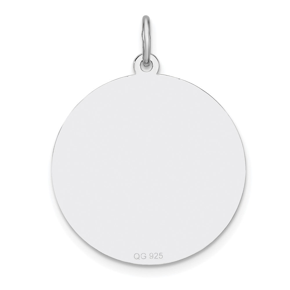 Sterlingsilber Rhodiniert Eng. Rund Poliert Vorderseite/back Plättchen Charm