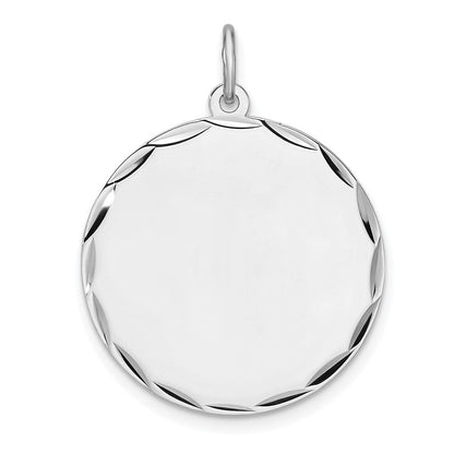 Sterlingsilber Rhodiniert Eng. Rund Poliert Vorderseite/back Plättchen Charm