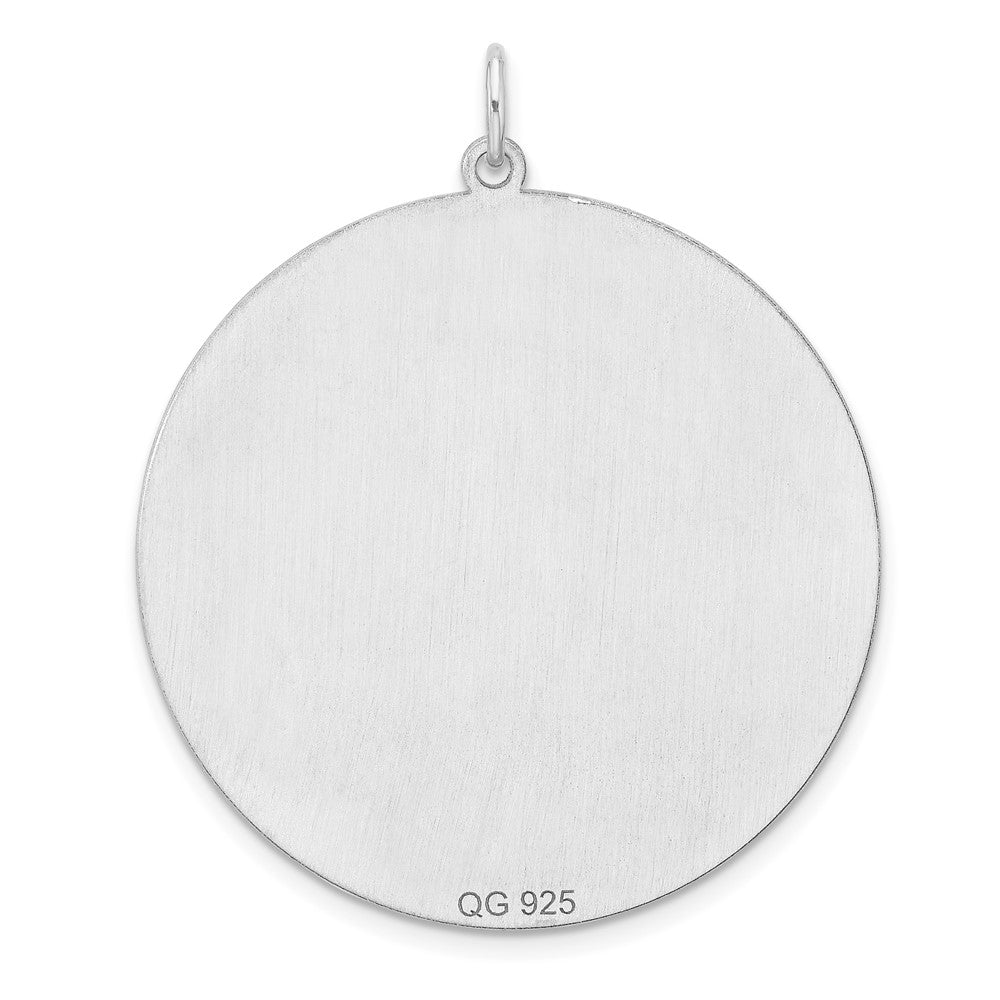 Sterlingsilber Rhodiniert Eng. Rund Poliert Vorderseite/satin Rückseite Plättchen Charm