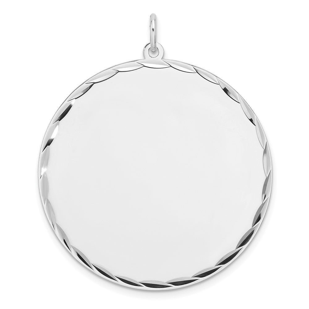 Sterlingsilber Rhodiniert Eng. Rund Poliert Vorderseite/satin Rückseite Plättchen Charm