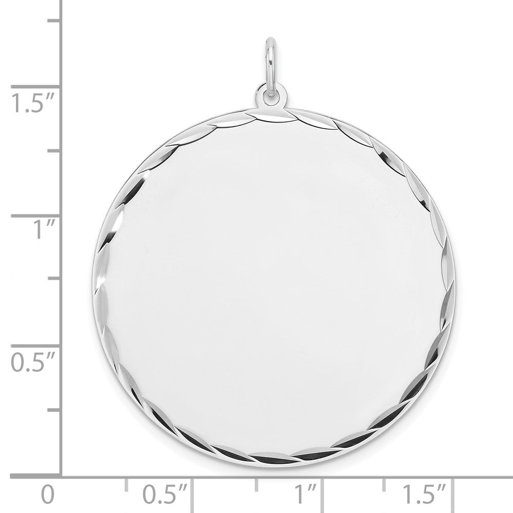 Sterlingsilber Rhodiniert Eng. Rund Poliert Vorderseite/back Plättchen Charm