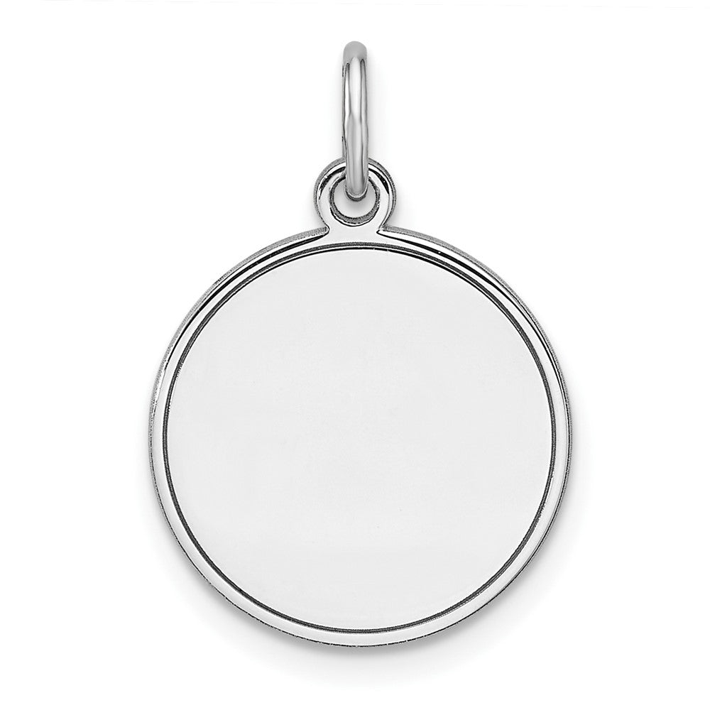 Sterlingsilber Rhodiniert Eng. Rund Poliert Vorderseite/satin Rückseite Plättchen Charm