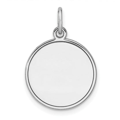 Sterlingsilber Rhodiniert Eng. Rund Poliert Vorderseite/satin Rückseite Plättchen Charm