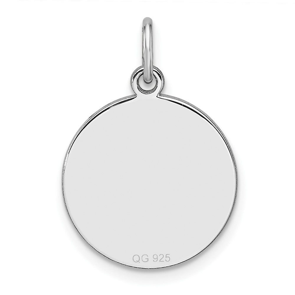 Sterlingsilber Rhodiniert Eng. Rund Poliert Vorderseite/back Plättchen Charm