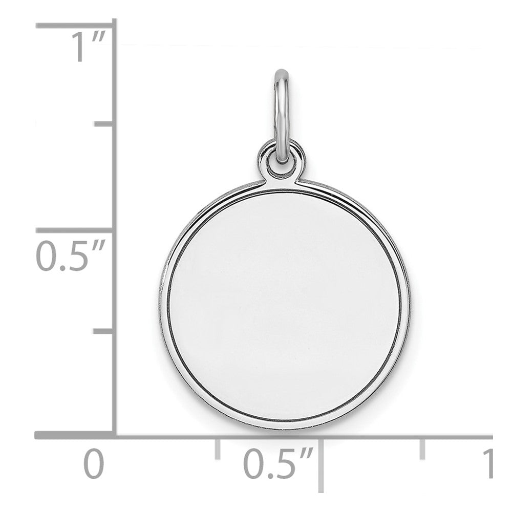 Sterlingsilber Rhodiniert Eng. Rund Poliert Vorderseite / Rückseite Plättchen Charm