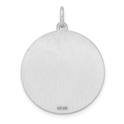 Sterlingsilber Rhodiniert Eng. Rund Poliert Vorderseite/satin Rückseite Plättchen Charm
