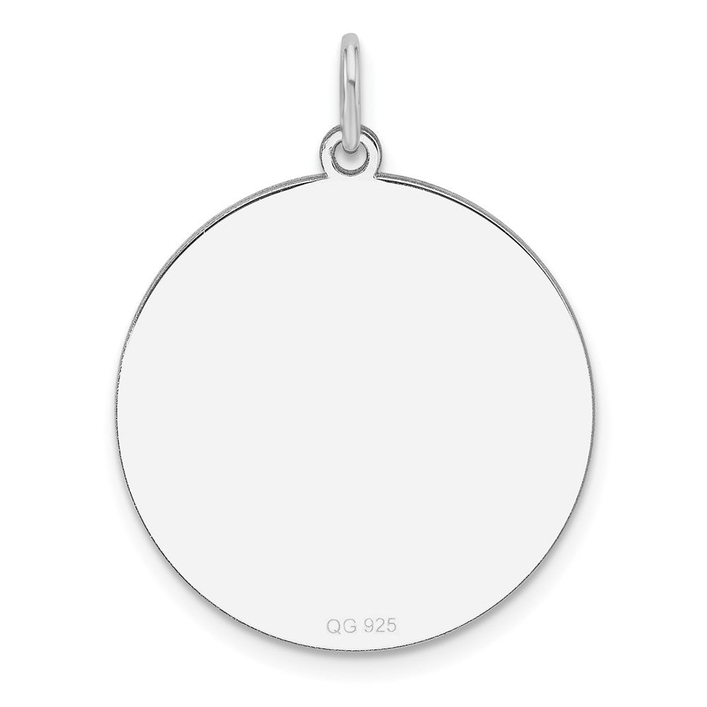 Sterlingsilber Rhodiniert Eng. Rund Poliert Vorderseite/back Plättchen Charm