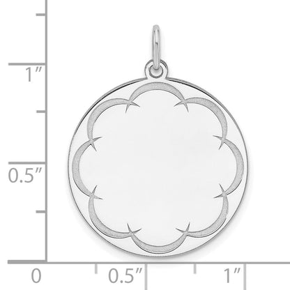 Sterlingsilber Rhodiniert Eng. Rund Poliert Vorderseite/back Plättchen Charm
