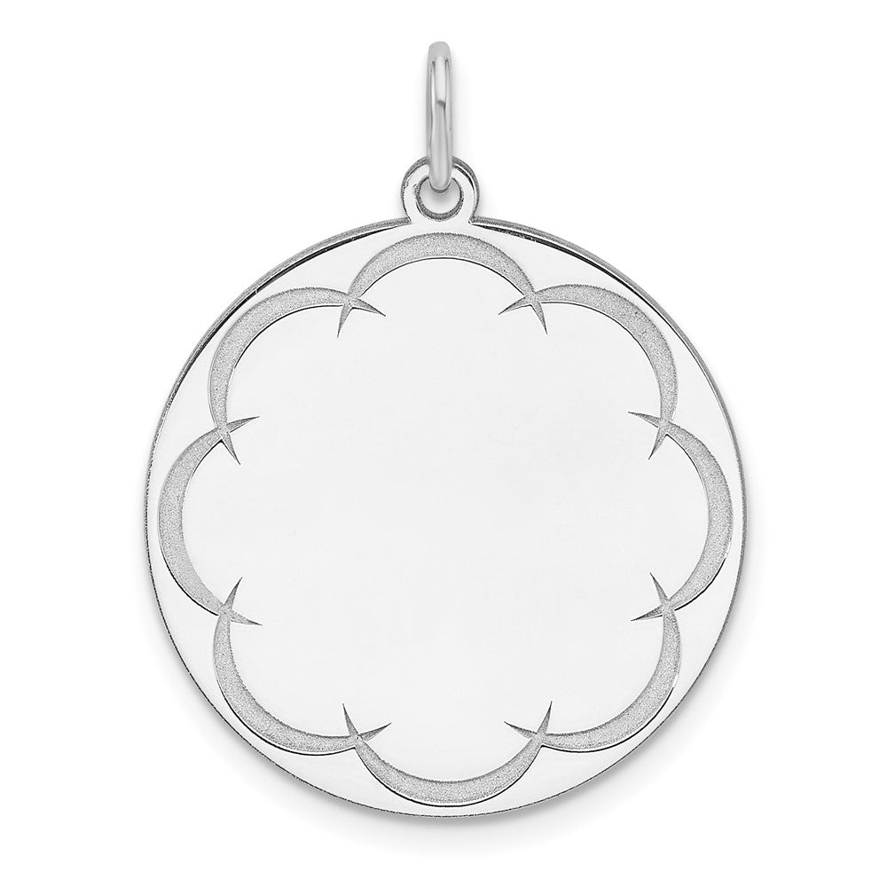 Sterlingsilber Rhodiniert Eng. Rund Poliert Vorderseite/back Plättchen Charm