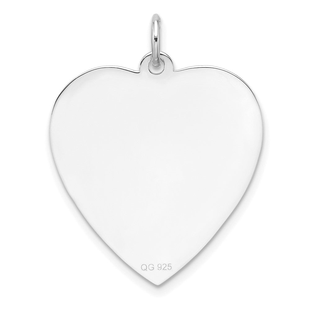 Sterlingsilber Rhodiniert-plt Gravierbar Herz Poliert Vorderseite/back Plättchen Charm