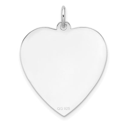 Sterlingsilber Rhodiniert-plt Gravierbar Herz Poliert Vorderseite/back Plättchen Charm