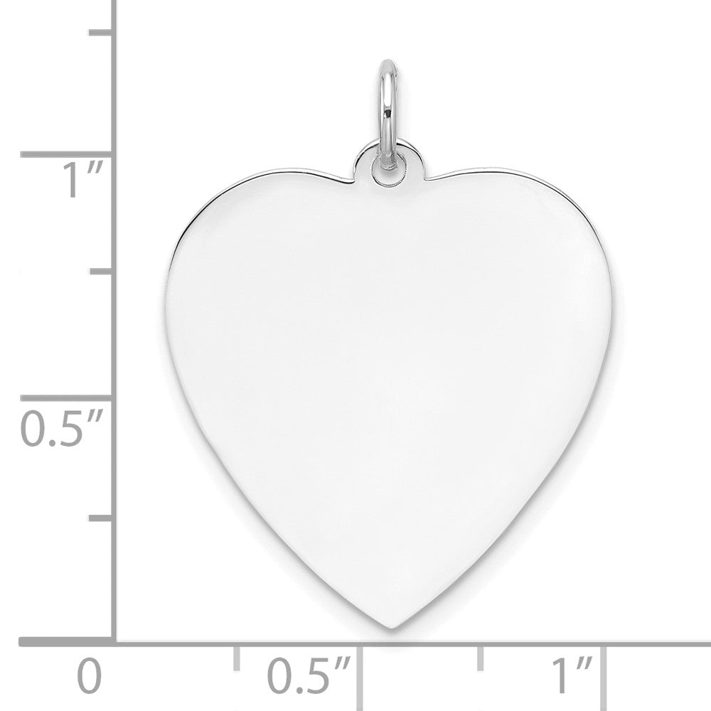 Sterlingsilber Rhodiniert-plt Gravierbar Herz Poliert Vorderseite/back Plättchen Charm