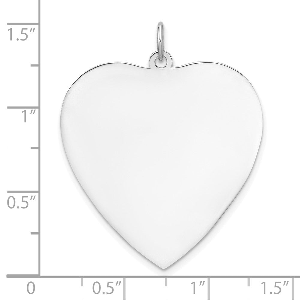 Sterlingsilber Rhodiniert-plt Gravierbar Herz Poliert Vorderseite/back Plättchen Charm