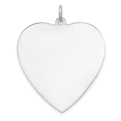 Sterlingsilber Rhodiniert-plt Gravierbar Herz Poliert Vorderseite/back Plättchen Charm