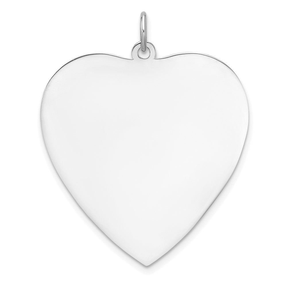 Sterlingsilber Rhodiniert-plt Gravierbar Herz Poliert Vorderseite/back Plättchen Charm