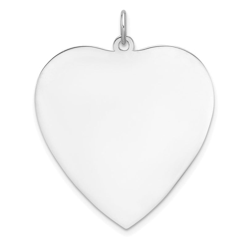 Sterlingsilber Rhodiniert-plt Gravierbar Herz Poliert Vorderseite/back Plättchen Charm