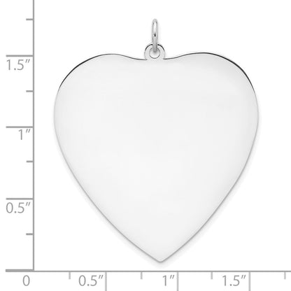 Sterlingsilber Rhodiniert-plt Gravierbar Herz Poliert Vorderseite/back Plättchen Charm