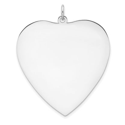 Sterlingsilber Rhodiniert-plt Gravierbar Herz Poliert Vorderseite/back Plättchen Charm