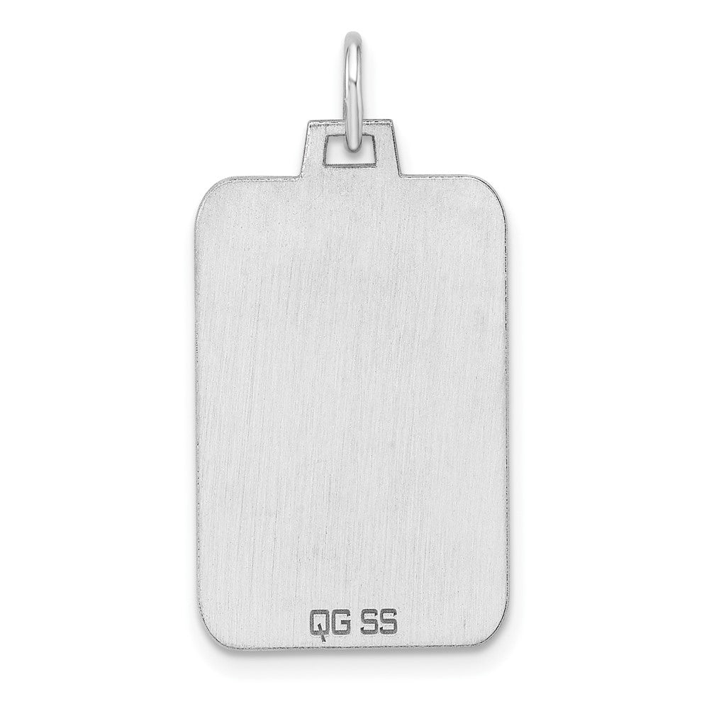 Sterlingsilber Rhod.-beschichtet Eng. Rect. Poliert Vorderseite/satin Rückseite Plättchen Charm
