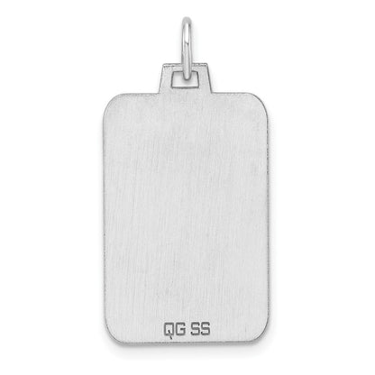 Sterlingsilber Rhod.-beschichtet Eng. Rect. Poliert Vorderseite/satin Rückseite Plättchen Charm
