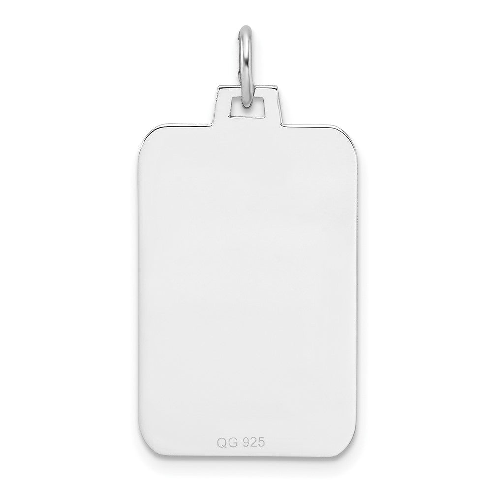 Sterlingsilber Rhod.-beschichtet Eng. Rect. Poliert Vorderseite/back Plättchen Charm