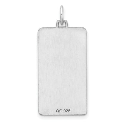 Sterlingsilber Rhod-plate Eng. Rect. Poliert Vorderseite/satin Rückseite Plättchen Charm