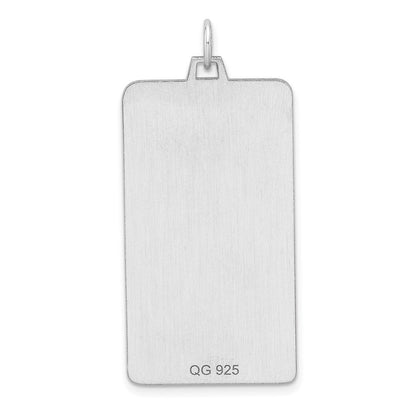 Sterlingsilber Rhod-plate Eng. Rect. Poliert Vorderseite/satin Rückseite Plättchen Charm