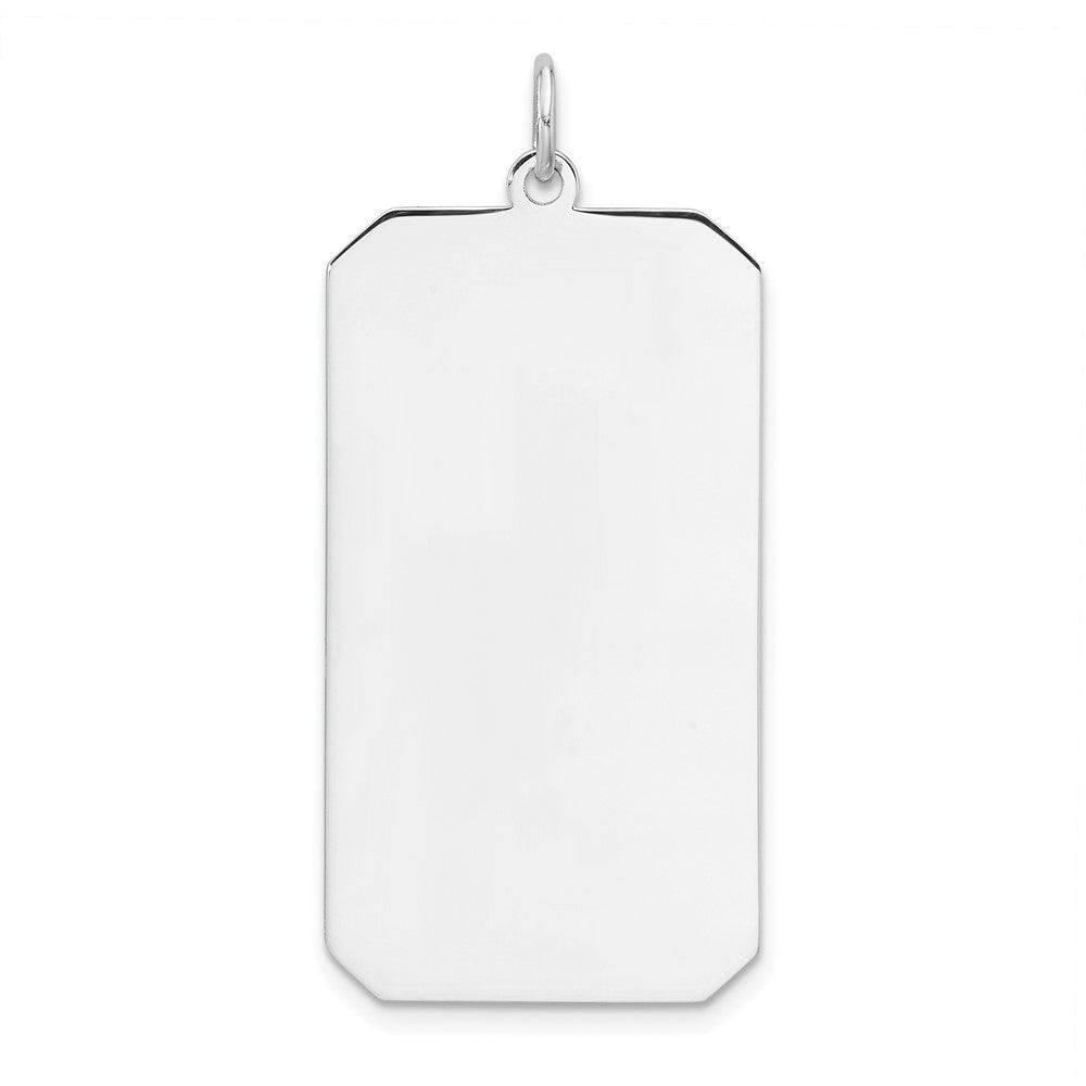 Sterlingsilber Rhod-plate Eng. Rect. Poliert Vorderseite/satin Rückseite Plättchen Charm