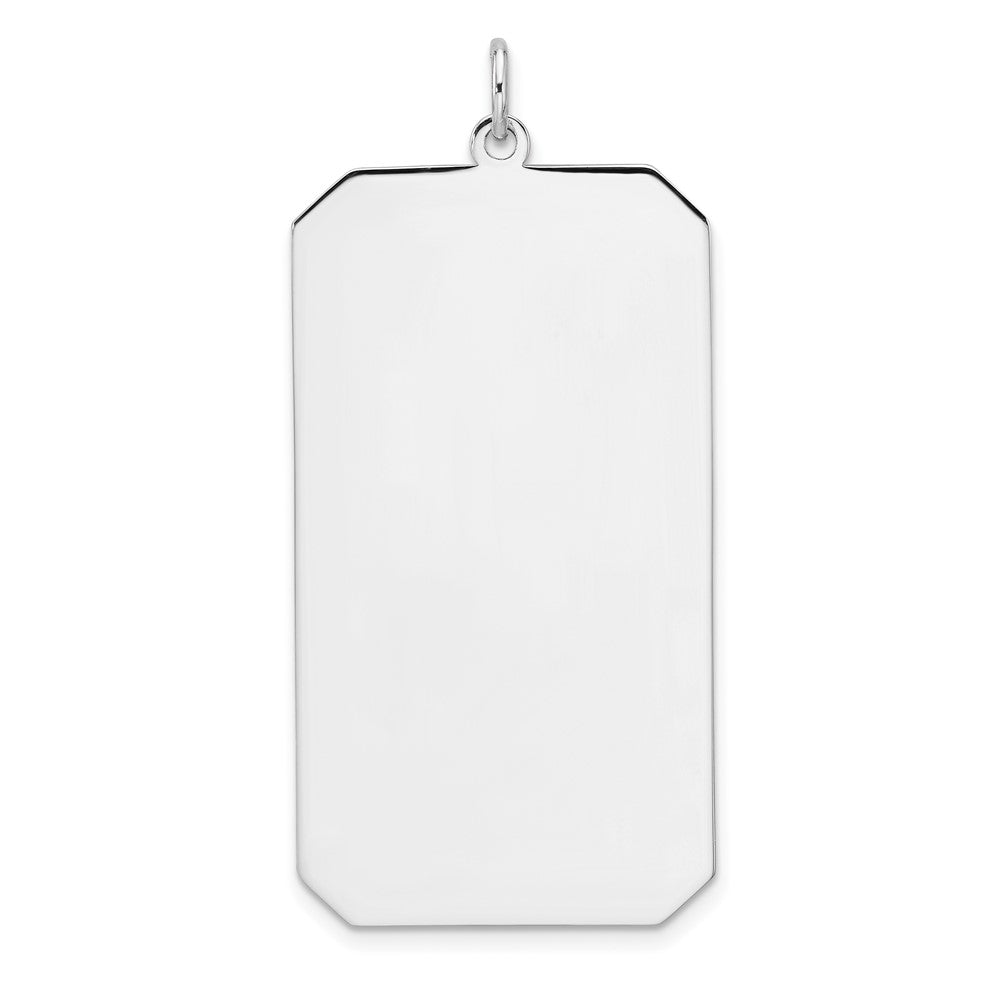 Sterlingsilber Rhod-plate Eng. Rect. Poliert Vorderseite/satin Rückseite Plättchen Charm